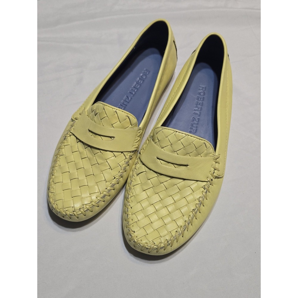 Robert Zur Petra Loafer Shoes Yellow Womens Woven Soft Leather Size 8M Quiet Lux